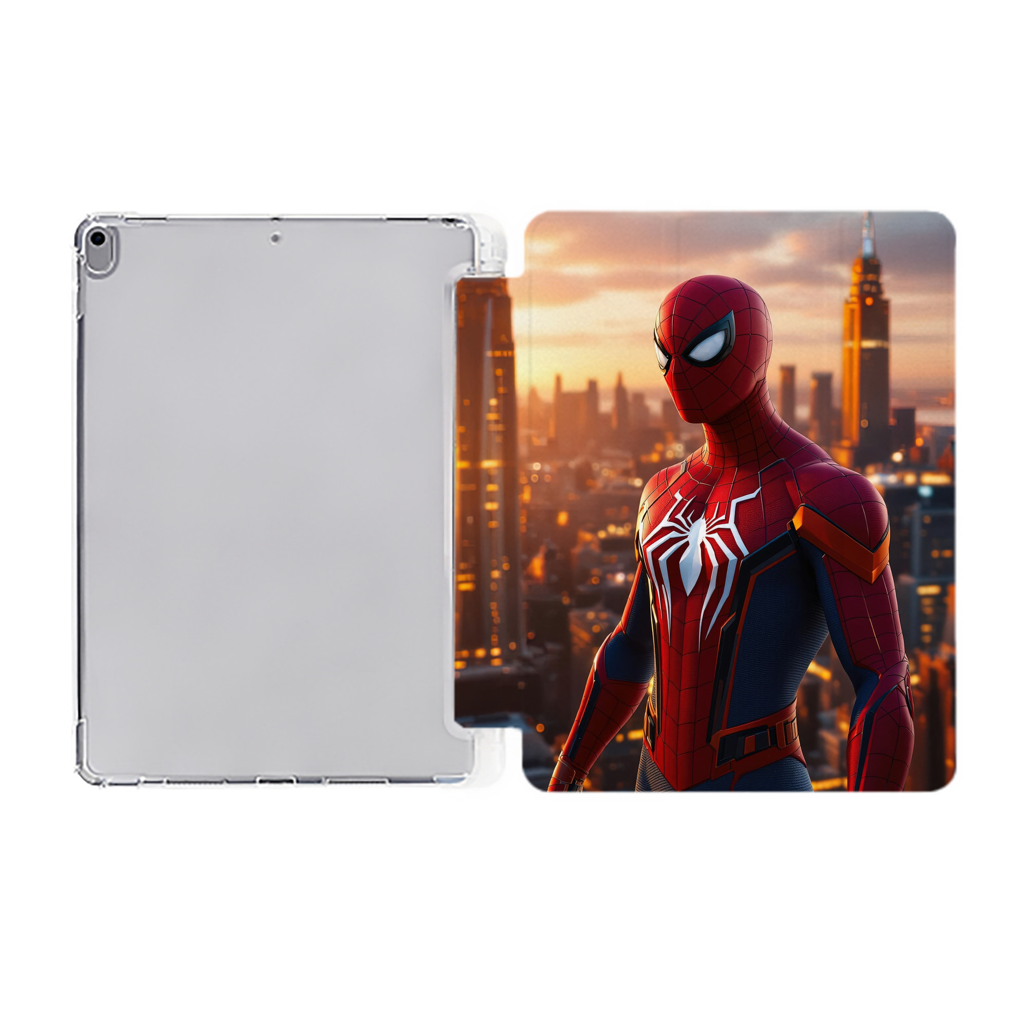 （画像用） Spider Man スパイダーマン IPad ケース ペン収納付き 三つ折りスタンド PUレザー×シリコン 対応機種9.5/10.5/10.9インチ